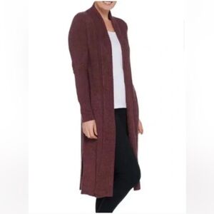 Barefoot Dreams CozyChic Lite Catalina Long Cardigan Sweater, Size Large, Garnet